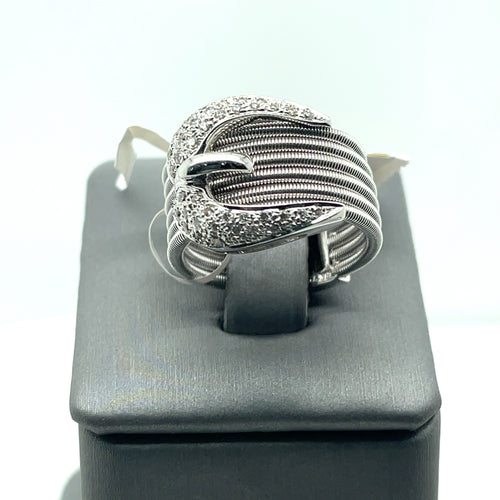 18k White Gold 0.50 Buckle Diamond Ladies Ring , 14.9g, Size 7