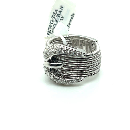 18k White Gold 0.50 Buckle Diamond Ladies Ring , 14.9g, Size 7