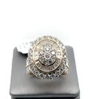 10k Yellow Gold 3.50 CT Round & Baguette Diamond Cluster Engagement Ring