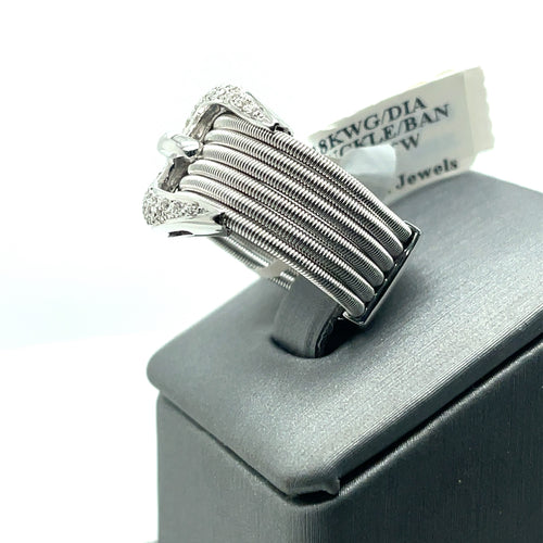 18k White Gold 0.50 Buckle Diamond Ladies Ring , 14.9g, Size 7