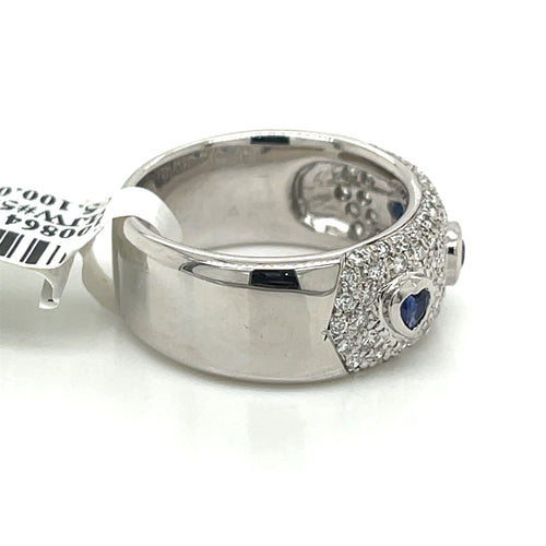 18K WHITE GOLD 1.50 CT DIAMOND AND SAPPHIRE LADIES RING Weight 12.2 gm
