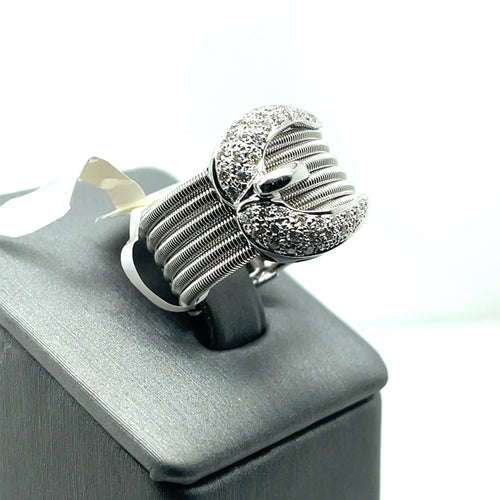 18k White Gold 0.50 Buckle Diamond Ladies Ring , 14.9g, Size 7