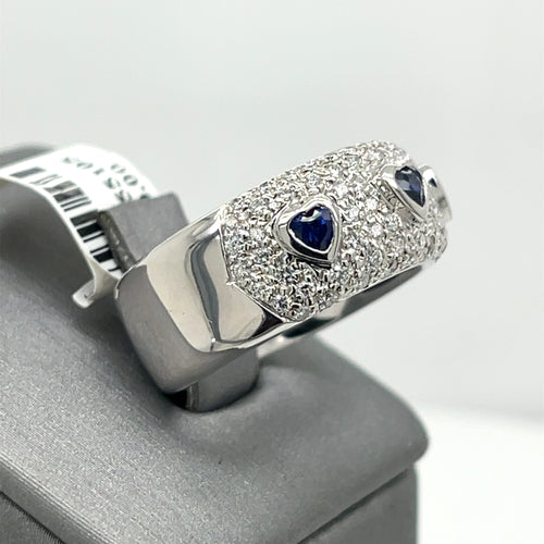 18K WHITE GOLD 1.50 CT DIAMOND AND SAPPHIRE LADIES RING Weight 12.2 gm