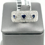 18K WHITE GOLD 1.50 CT DIAMOND AND SAPPHIRE LADIES RING Weight 12.2 gm