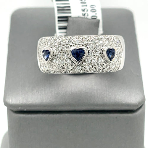 18K WHITE GOLD 1.50 CT DIAMOND AND SAPPHIRE LADIES RING Weight 12.2 gm