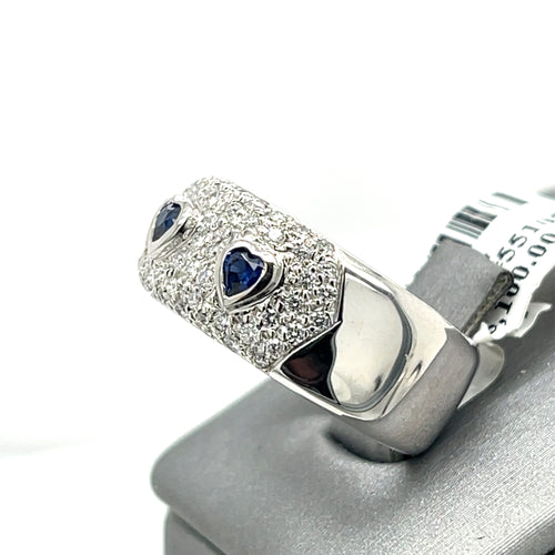 18K WHITE GOLD 1.50 CT DIAMOND AND SAPPHIRE LADIES RING Weight 12.2 gm