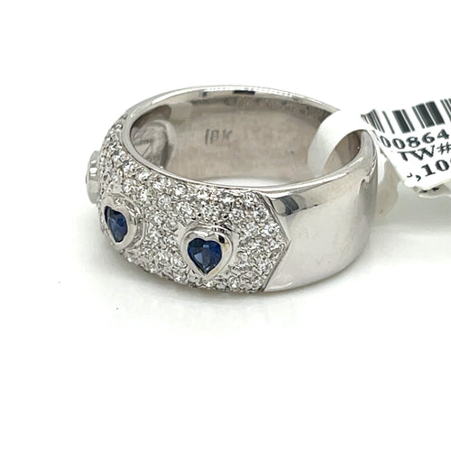 18K WHITE GOLD 1.50 CT DIAMOND AND SAPPHIRE LADIES RING Weight 12.2 gm
