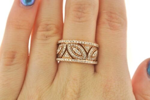 14K SOLID ROSE GOLD 1.00 CT ROUND CUT DIAMONDS LADIES RING 7.4 GM SIZE 7