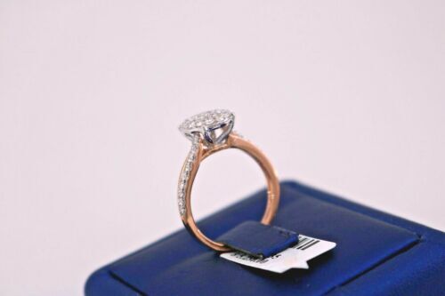 14K Two Tone 1.00 CT Diamond Ladies Cluster Ring, 3.6gm, Size 6.75