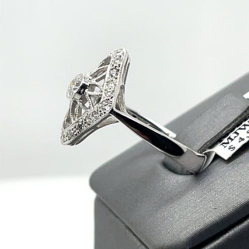 Fancy Ladies 18k White Gold 0.35 CT Diamond Ring  4.3g Size 7