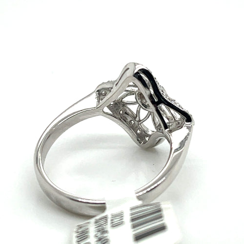 Fancy Ladies 18k White Gold 0.35 CT Diamond Ring  4.3g Size 7