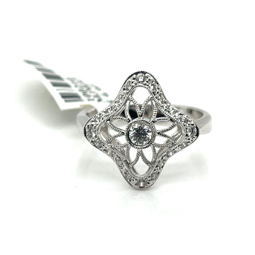 Fancy Ladies 18k White Gold 0.35 CT Diamond Ring  4.3g Size 7