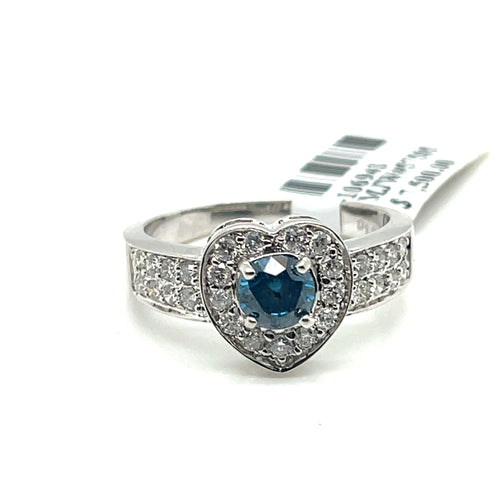 18k White Gold 1.23CT Diamond Heart Design Ladies Ring, 4.7g, Size 7.25
