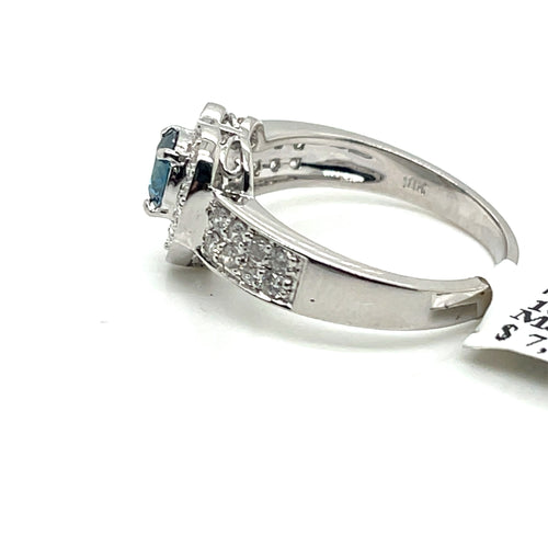 18k White Gold 1.23CT Diamond Heart Design Ladies Ring, 4.7g, Size 7.25