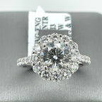 18K White Gold 3.00CT Round Cut Diamond Engagement Ring, Size 4.5, 4.6G