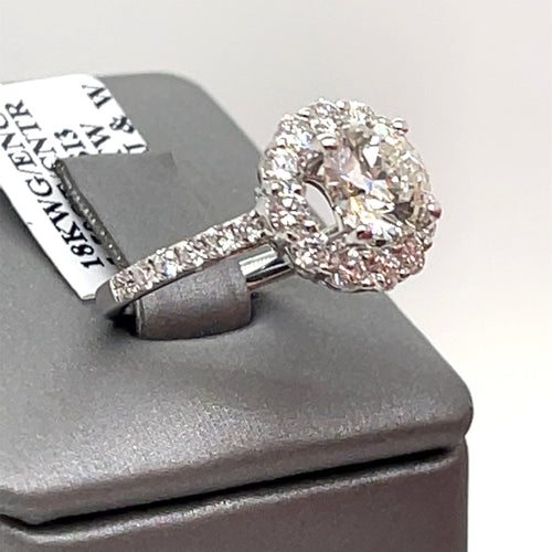 18K White Gold 3.00CT Round Cut Diamond Engagement Ring, Size 4.5, 4.6G