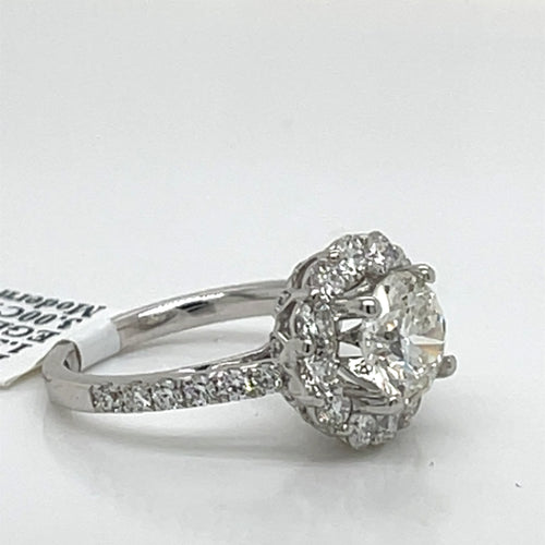 18K White Gold 3.00CT Round Cut Diamond Engagement Ring, Size 4.5, 4.6G