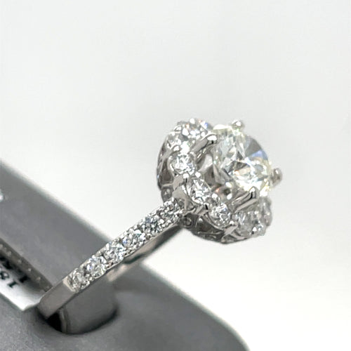 18K White Gold 3.00CT Round Cut Diamond Engagement Ring, Size 4.5, 4.6G