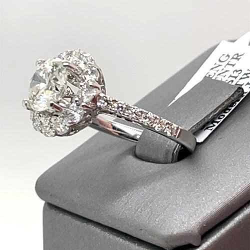 18K White Gold 3.00CT Round Cut Diamond Engagement Ring, Size 4.5, 4.6G