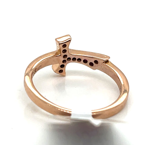 18k Rose Gold 0.14CT Ruby Humilis Focu Sign Ring, 4.3g, Size 9