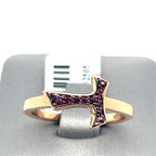 18k Rose Gold 0.14CT Ruby Humilis Focu Sign Ring, 4.3g, Size 9