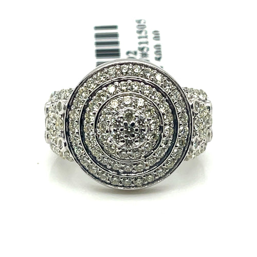 14k White Gold 2.00 CT Diamond Cluster Engagement Ring, 9g, Size 6.5