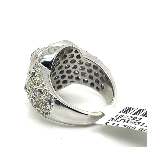 14k White Gold 2.00 CT Diamond Cluster Engagement Ring, 9g, Size 6.5