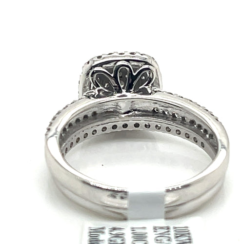10k White Gold 1.00 CT Diamond Cluster Engagement Ring, 4.9g, Size 7.5