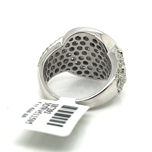 14k White Gold 2.00 CT Diamond Cluster Engagement Ring, 9g, Size 6.5