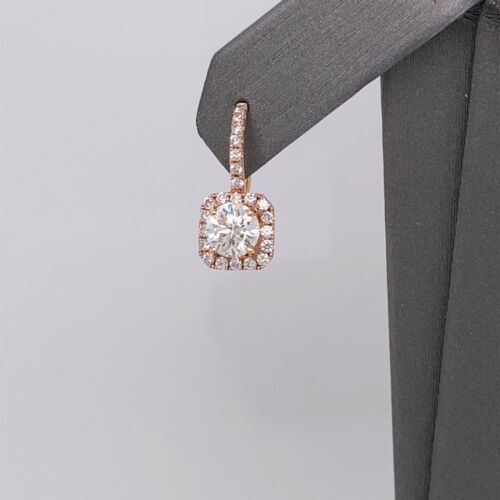 14k Rose Gold 2.75 CT Diamond Drop Lever Back Earrings, 3g