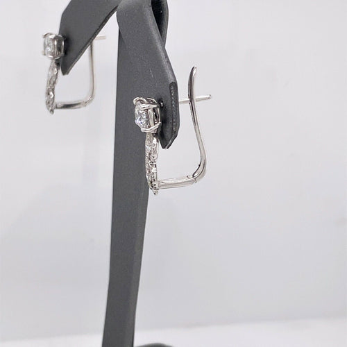 14k White Gold 1.75 CT Diamond Drop Earrings, 3.9g