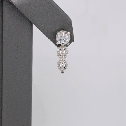 14k White Gold 1.75 CT Diamond Drop Earrings, 3.9g