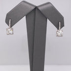 14k White Gold 1.35 CT Round Cut Diamond Drop Earrings, 2.7g