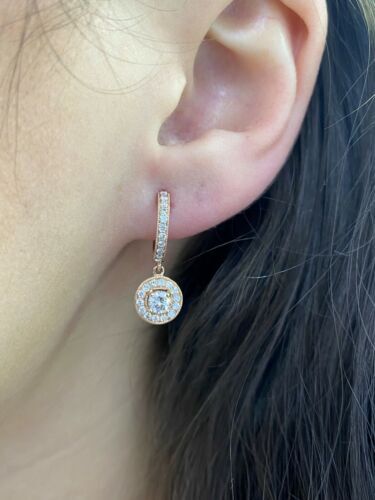 18k Rose Gold 2.00 CT Diamond Drop / Dangle Earrings, 2.8g