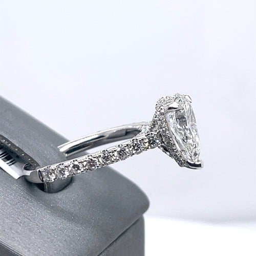 18K White Gold 1.50CT Pear Diamond Engagement ring, Size 6, 4.0g