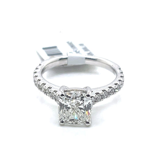 18k White Gold 3.00 CT Cushion Cut Diamond Engagement Ring, Size 6,