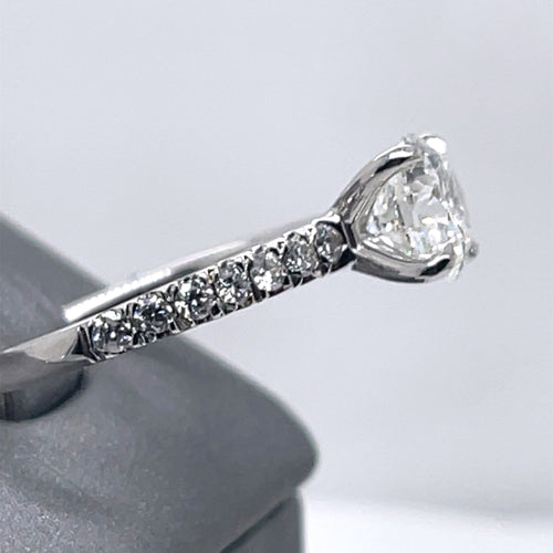14K White Gold 2.75CT Round Cut Diamond Engagement Ring, Size 6.50, 3.1G