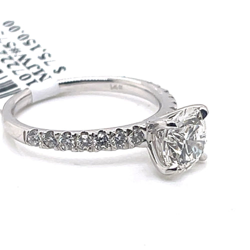 14K White Gold 2.75CT Round Cut Diamond Engagement Ring, Size 6.50, 3.1G