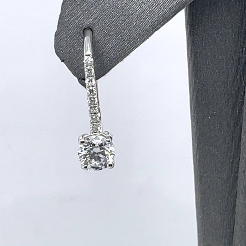 14k White Gold 1.50 CT Diamond Drop Lever Back Earrings, 2.6g