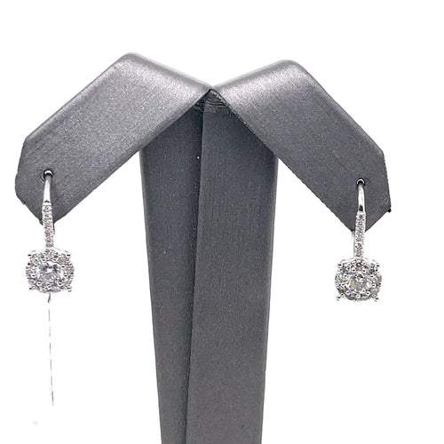 18k White Gold 1.35 CT Diamond Drop Earrings, 2.6gm