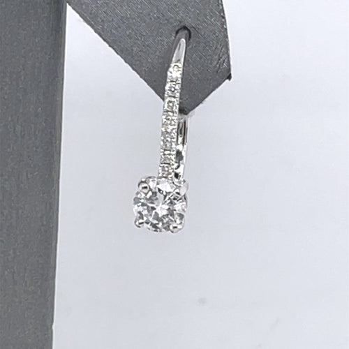 14k White Gold 1.50 CT Diamond Drop Lever Back Earrings, 2.6g