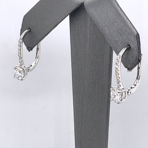14k White Gold 1.50 CT Diamond Drop Lever Back Earrings, 2.6g