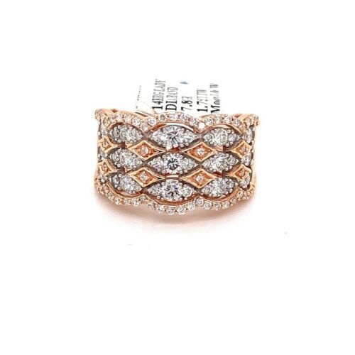 14k Rose Gold 1.75 CT Diamond Ladies Band, 7.8gm, Size 7