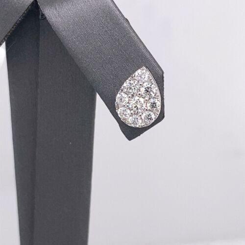 18k White Gold 1.50 CT Diamond Pear Shape Cluster Stud Earrings