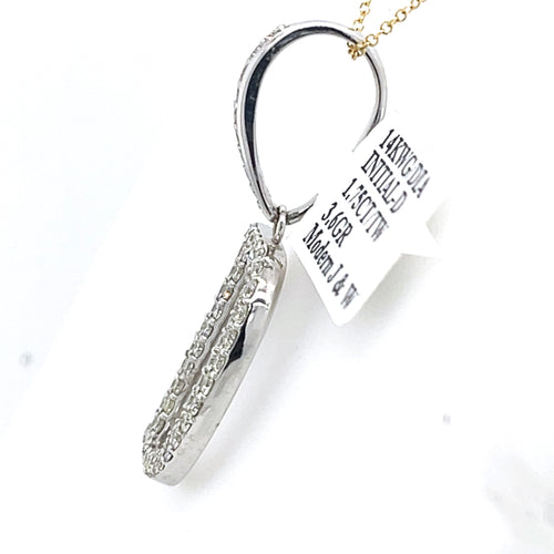 14K White Gold 1.75Ct Round Diamond Initial D Pendant 1.49", 3.6G