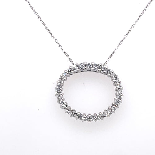 14K White Gold 0.25Ct Round Diamond Circle Pendant Necklace", 2.3G