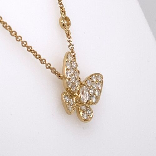 18k Yellow Gold 0.75 Ct Diamond Butterfly Necklace, 4.8g
