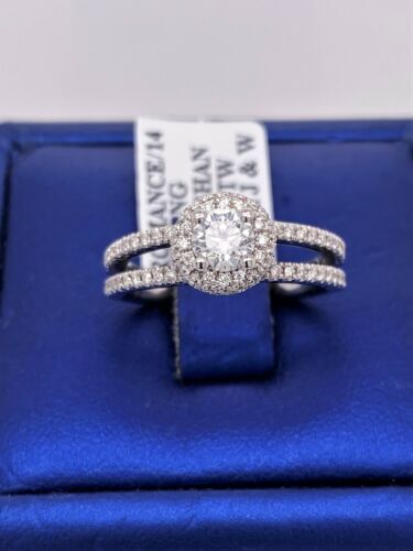 Romance Designer 14k White Gold 1.25 CT Diamond Engagement Ring, Size 6