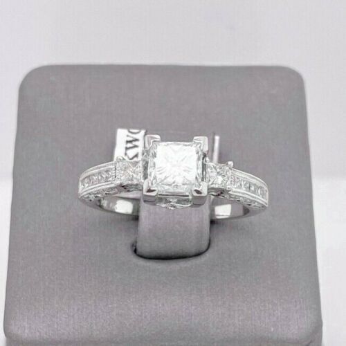 14k White Gold 1.50 CT Princess Cut Diamond Engagement Ring, 4.2gm