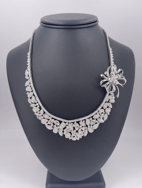 18k White Gold 14.50CT Diamond Fancy Cocktail Necklace, 64.4gm, 19"